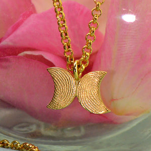 Family Fingerprint Necklace for Mum in solid 18ct gold | Moon Necklace | Displayed on an 18ct gold belcher or rolo chain | Custom engraving on reverse | Personalised Necklace | Sophia Alexander Fingerprint Jewellery | Handmade in Suffolk UK