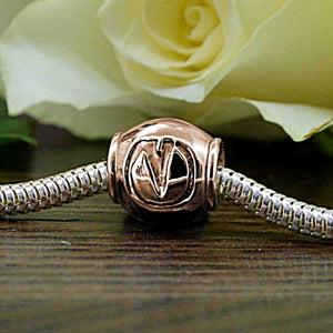 Rose Gold Charm Bead with Horse Hoofprint | Charm Bracelets | Sophia Alexander Fingerprint Jewellery | Handmade in Suffolk UK
