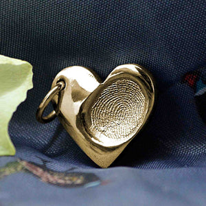 Gold Heart Fingerprint Charm | Charm Bracelets | Sophia Alexander Fingerprint Jewellery | Handmade in Suffolk UK