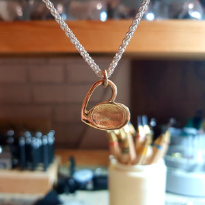 Engraved-Fingerprint Open Heart Necklace | Gold Necklaces | Sophia Alexander Fingerprint Jewellery | Handmade in Suffolk UK