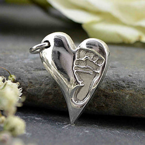 Silver Contemporary Heart Footprint Charm | Charm Bracelets | Sophia Alexander Fingerprint Jewellery | Handmade in Suffolk UK