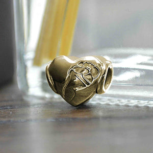 Silver Puffed-Heart Charm Bead with Footprint | Charm Bracelets | Sophia Alexander Fingerprint Jewellery | Handmade in Suffolk UK