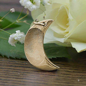 Gold Half Moon Fingerprint Necklace | Personalised Necklace | Sophia Alexander Fingerprint Jewellery | Handmade in Suffolk UK