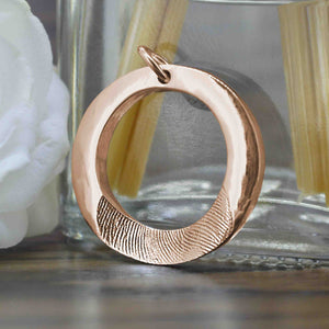 Solid Gold Eternity Ring Necklace with real Fingerprint | Personalised Necklace | Sophia Alexander Fingerprint Jewellery | Handmade in Suffolk UK