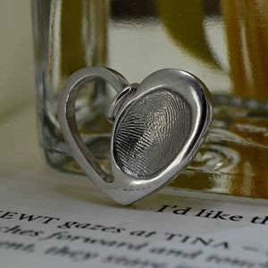 Silver Open Heart Fingerprint Necklace | Personalised Necklace | Sophia Alexander Fingerprint Jewellery | Handmade in Suffolk UK