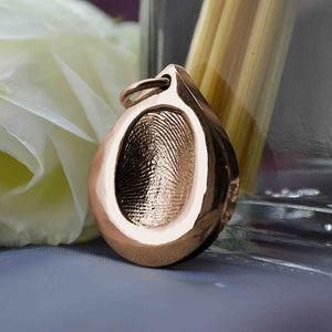 Rose Gold Teardrop Fingerprint Necklace | Personalised Necklace | Sophia Alexander Fingerprint Jewellery | Handmade in Suffolk UK