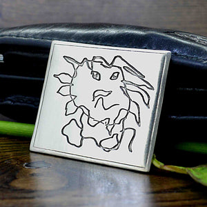 Large keepsake gift in solid silver showing a child's real drawing or special picture cast into the metal | Sophia Alexander Fingerprint Jewellery | Handmade in Suffolk UK