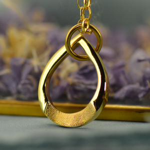 Solid Gold Open Raindrop Necklace with real Fingerprint | Personalised Necklace | Sophia Alexander Fingerprint Jewellery | Handmade in Suffolk UK