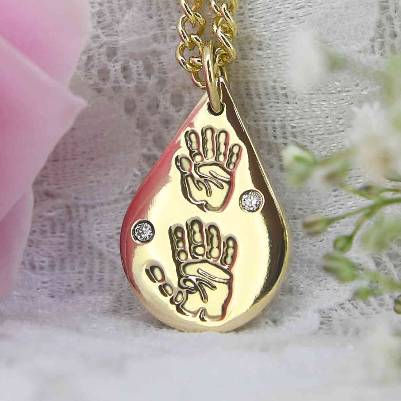 DROPLET HANDPRINT NECKLACE - Main Image