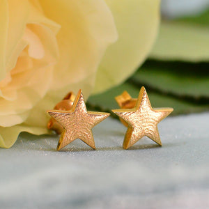 Star Fingerprint Earrings in solid 18ct gold | Shown with 2 children's fingerprints | Custom made | Sophia Alexander Fingerprint Jewellery | Handmade in Suffolk UK