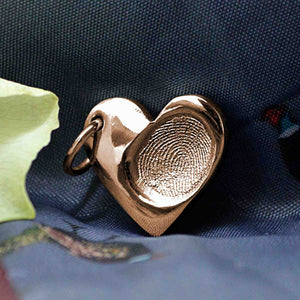 Rose Gold Heart Fingerprint Charm | Charm Bracelets | Sophia Alexander Fingerprint Jewellery | Handmade in Suffolk UK