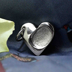 Silver Heart Fingerprint Charm | Charm Bracelets | Sophia Alexander Fingerprint Jewellery | Handmade in Suffolk UK