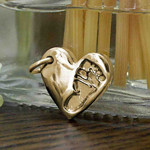 Gold Heart Footprint Charm | Charm Bracelets | Sophia Alexander Fingerprint Jewellery | Handmade in Suffolk UK