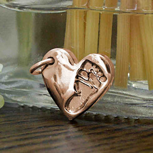 Rose Gold Heart Footprint Charm | Charm Bracelets | Sophia Alexander Fingerprint Jewellery | Handmade in Suffolk UK