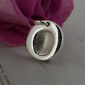 Silver Disc, Round Fingerprint Charm | Charm Bracelets | Sophia Alexander Fingerprint Jewellery | Handmade in Suffolk UK