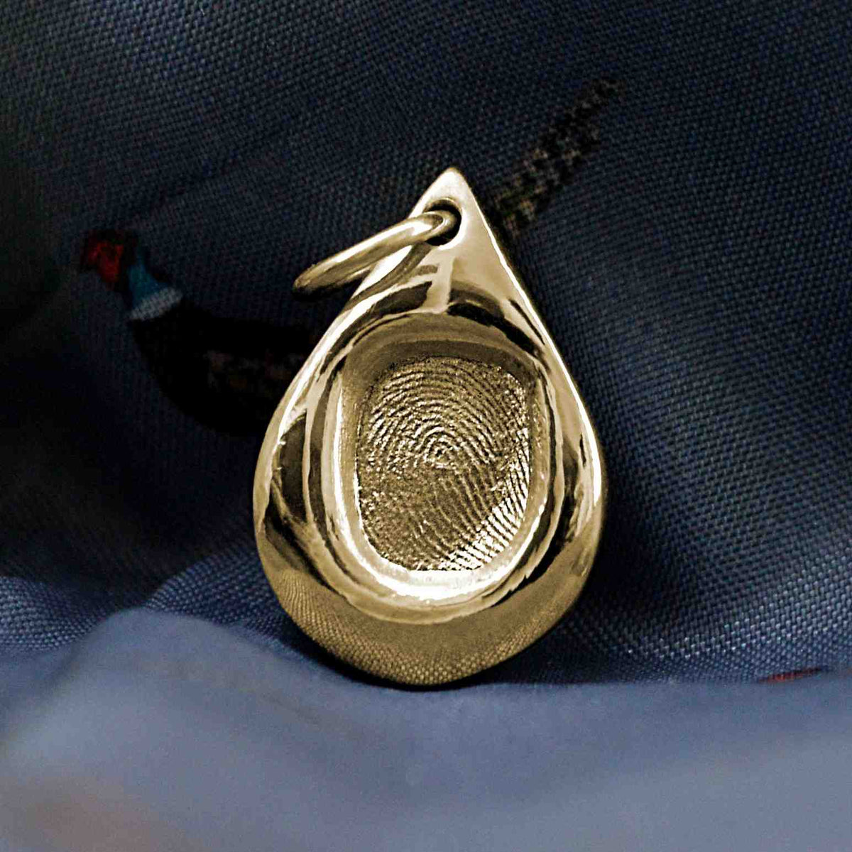 Gold Teardrop Fingerprint Charm | Charm Bracelets | Sophia Alexander Fingerprint Jewellery | Handmade in Suffolk UK