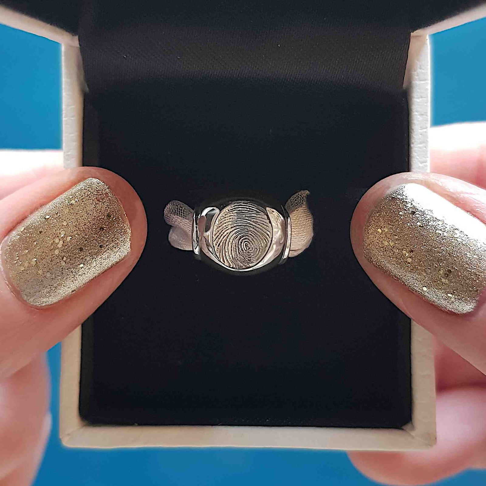 Gold Charm Bead with real Fingerprint | Charm Bracelets | Sophia Alexander Fingerprint Jewellery | Handmade in Suffolk UK