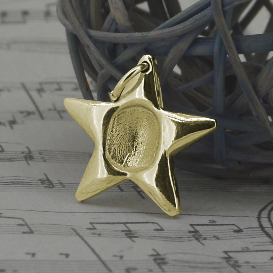 Gold Star Fingerprint Charm | Charm Bracelets | Sophia Alexander Fingerprint Jewellery | Handmade in Suffolk UK