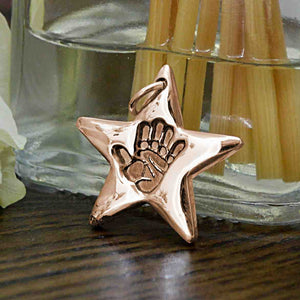 Rose Gold Star Handprint Charm | Charm Bracelets | Sophia Alexander Fingerprint Jewellery | Handmade in Suffolk UK