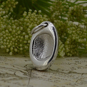 Silver Oval Fingerprint Charm | Charm Bracelets | Sophia Alexander Fingerprint Jewellery | Handmade in Suffolk UK