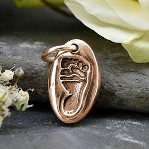 Rose Gold Oval Footprint Charm | Charm Bracelets | Sophia Alexander Fingerprint Jewellery | Handmade in Suffolk UK