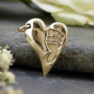 Gold Contemporary Heart Footprint Charm | Charm Bracelets | Sophia Alexander Fingerprint Jewellery | Handmade in Suffolk UK