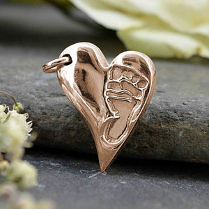 Rose Gold Contemporary Heart Footprint Charm | Charm Bracelets | Sophia Alexander Fingerprint Jewellery | Handmade in Suffolk UK