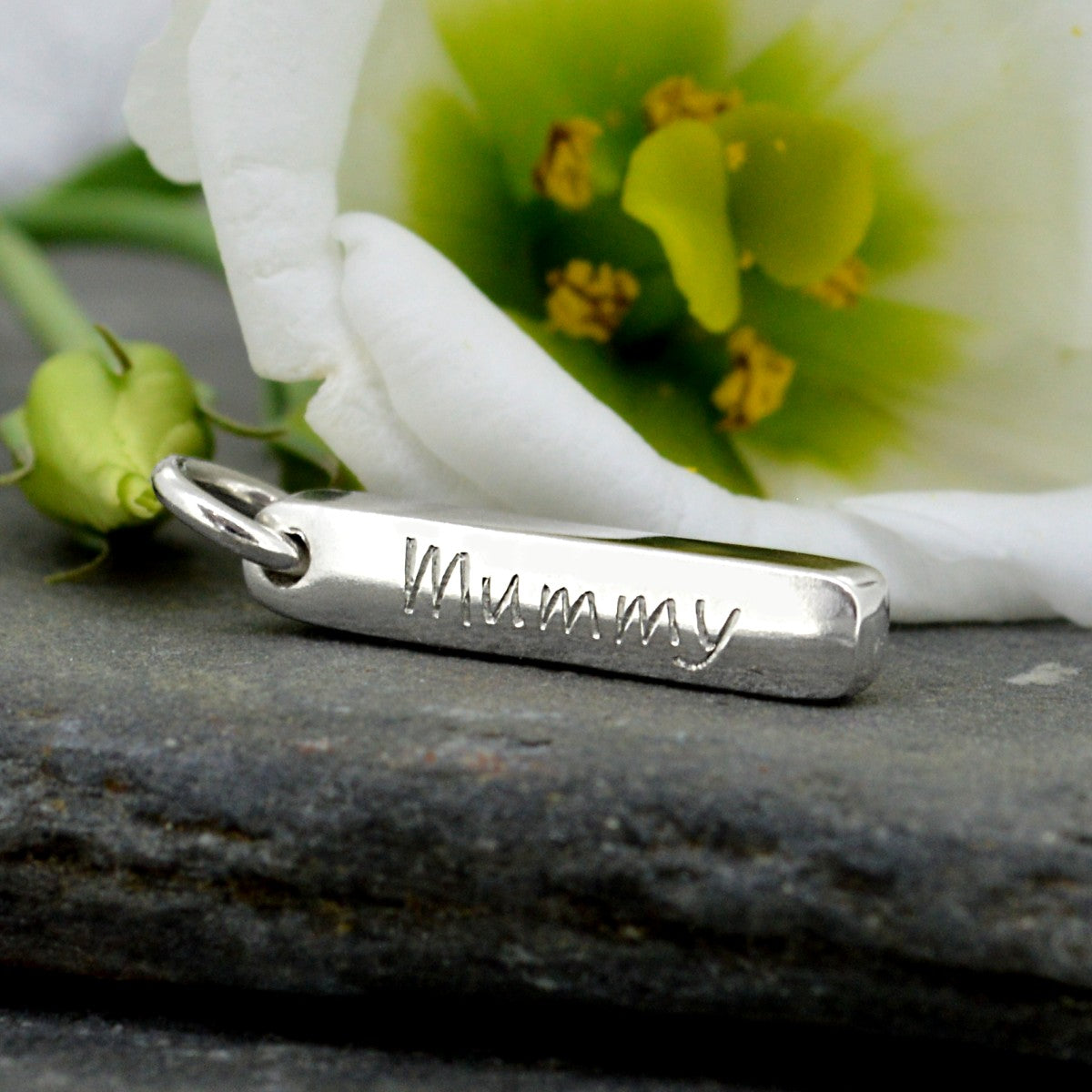 Silver Bar Personalised Name Tag Charm | Charm Bracelets | Sophia Alexander Fingerprint Jewellery | Handmade in Suffolk UK
