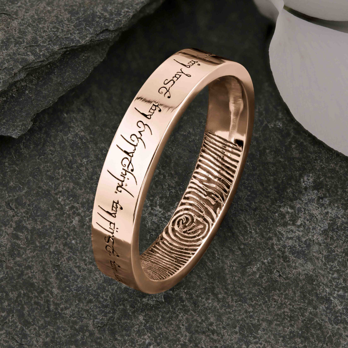 Fingerprint Band Ring in Yellow Gold by Dimples