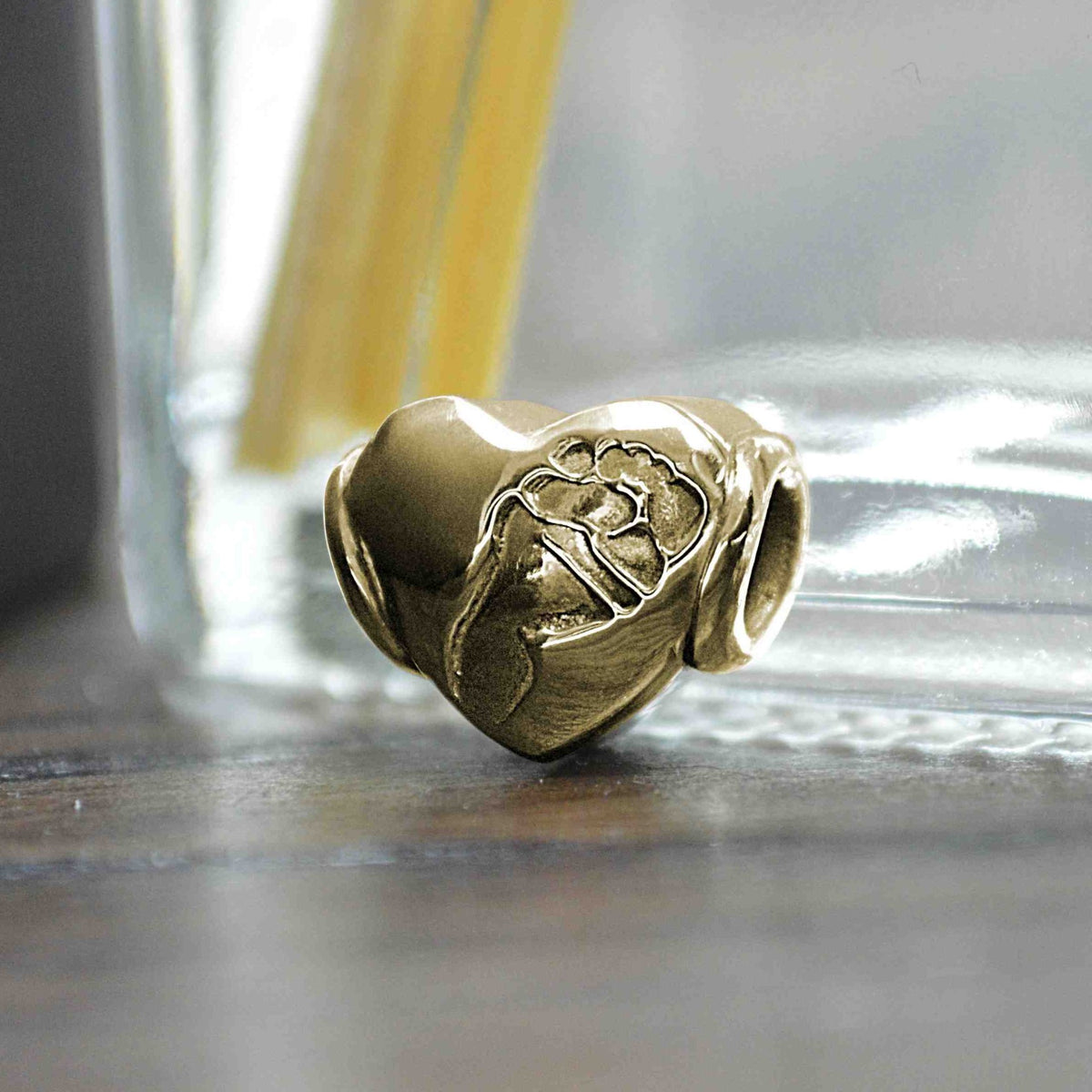 Silver Puffed-Heart Charm Bead with Footprint | Charm Bracelets | Sophia Alexander Fingerprint Jewellery | Handmade in Suffolk UK