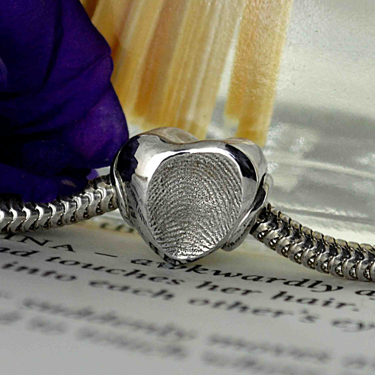 HEART FINGERPRINT CHARM BEAD