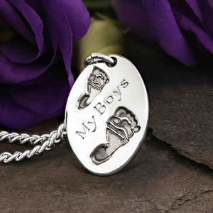 SILVER CURB CHAIN WITH PETITE FOOTPRINTS NECKLACE