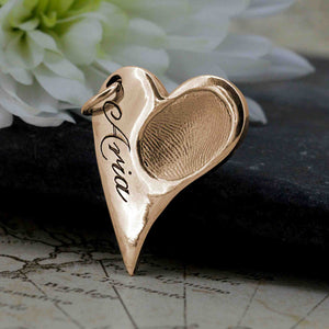 Rose Gold Engraved Heart Fingerprint Necklace | Personalised Name Necklace | Sophia Alexander Fingerprint Jewellery | Handmade in Suffolk UK