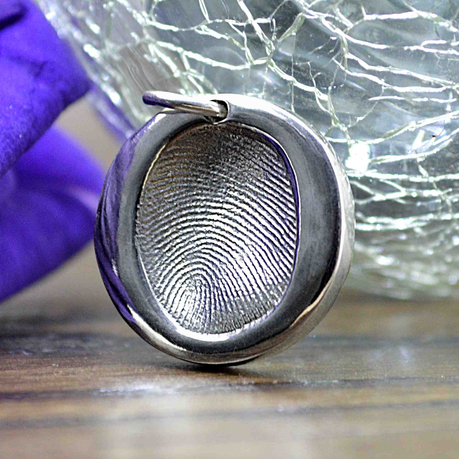 Silver Disc Fingerprint Necklace | Personalised Necklace | Sophia Alexander Fingerprint Jewellery | Handmade in Suffolk UK