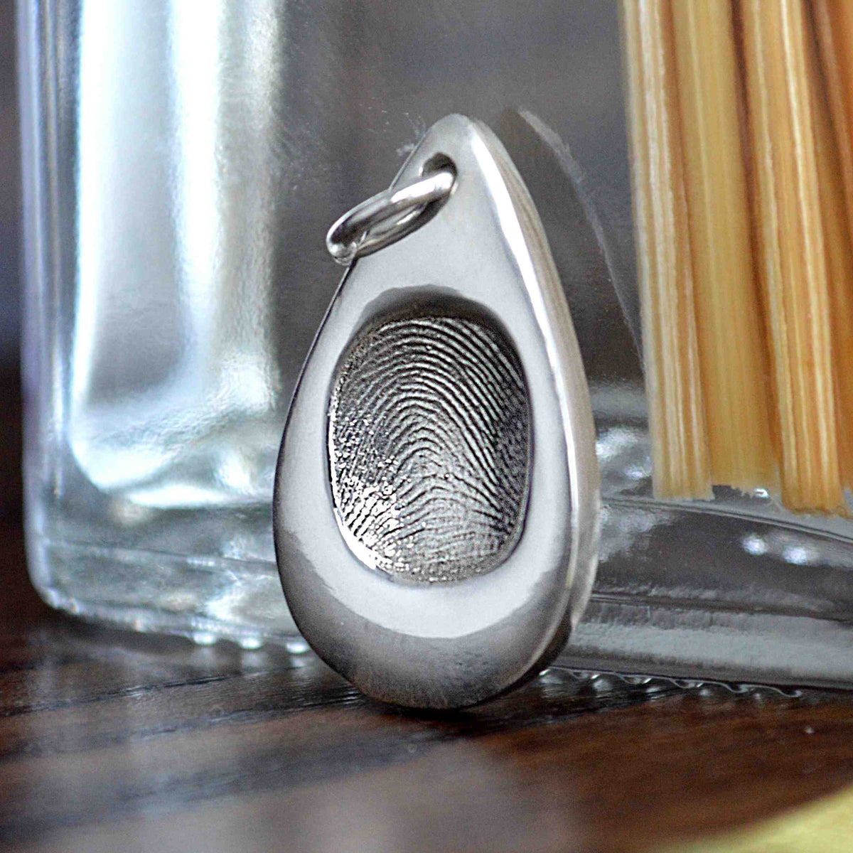 Gold Round Droplet Fingerprint Necklace | Personalised Necklace | Sophia Alexander Fingerprint Jewellery | Handmade in Suffolk UK