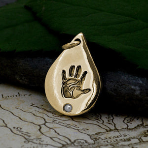 Gold, Pearl Handprint Necklace | Personalised Necklace | Sophia Alexander Fingerprint Jewellery | Handmade in Suffolk UK