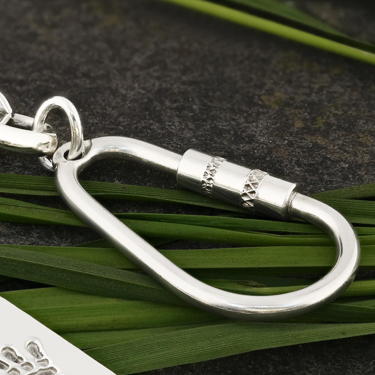 Silver Keyring with Hand Prints and Birthstones