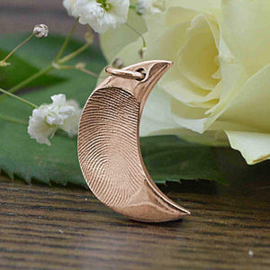 Rose Gold Half Moon Fingerprint Necklace | Personalised Necklace | Sophia Alexander Fingerprint Jewellery | Handmade in Suffolk UK