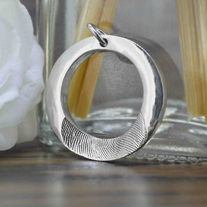Solid Silver Eternity Ring Necklace with real Fingerprint | Personalised Necklace | Sophia Alexander Fingerprint Jewellery | Handmade in Suffolk UK