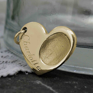Gold Engraved Heart Fingerprint Necklace | Personalised Necklace | Sophia Alexander Fingerprint Jewellery | Handmade in Suffolk UK