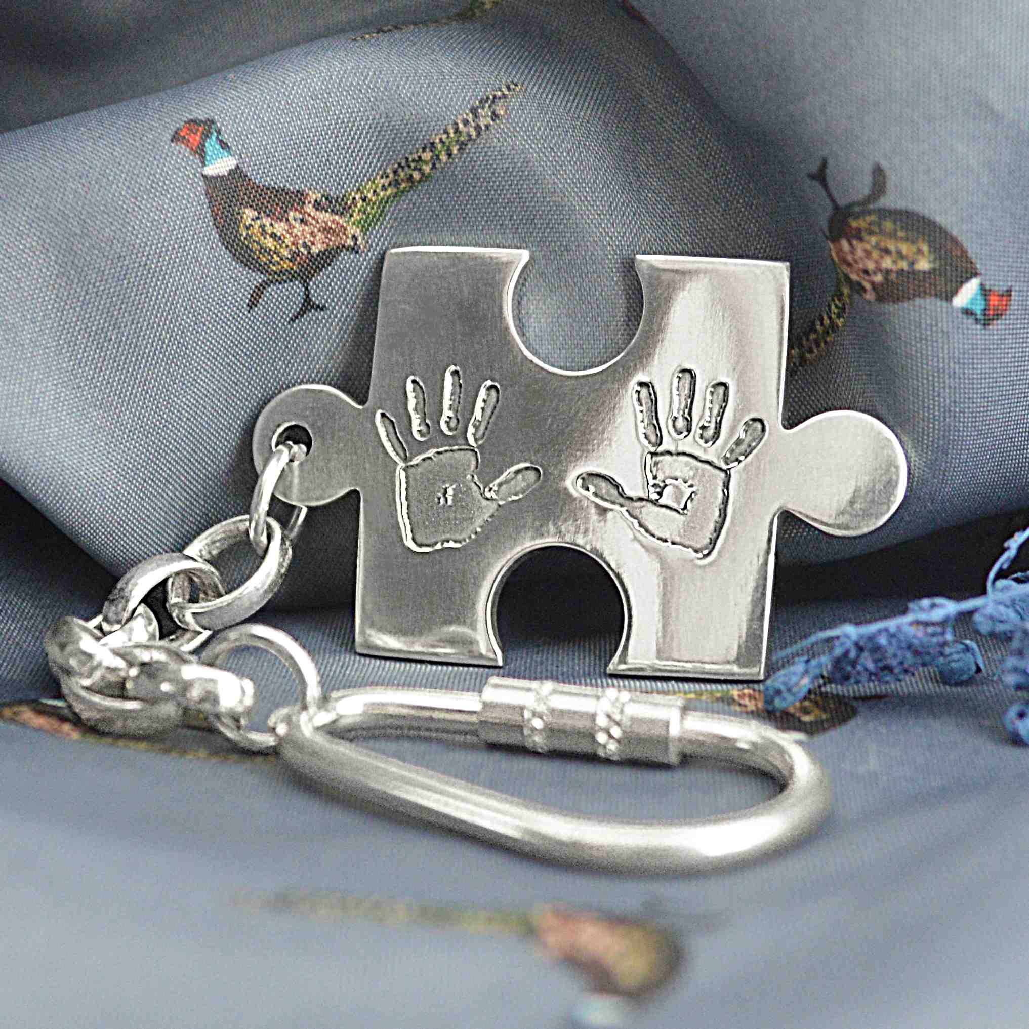 PUZZLE PIECE HANDPRINT KEYRING - Main Image