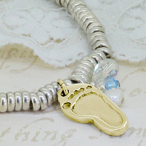 Gold Shaped Footprint Charm | Charm Bracelets | Sophia Alexander Fingerprint Jewellery | Handmade in Suffolk UK
