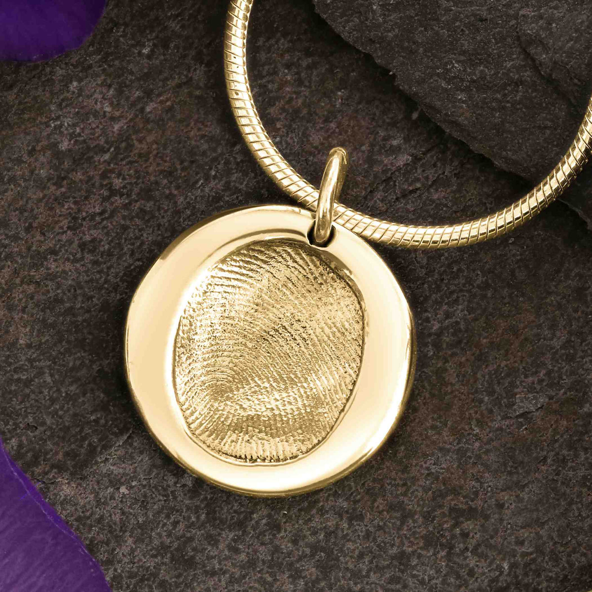GOLD SNAKE CHAIN with Petite Disc Fingerprint Necklace
