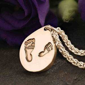 ROSE GOLD SPIGA CHAIN WITH PETITE SIBLING FOOTPRINT NECKLACE
