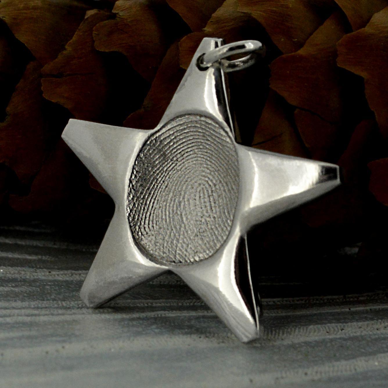 Silver Star Fingerprint Necklace | Personalised Necklace | Sophia Alexander Fingerprint Jewellery | Handmade in Suffolk UK