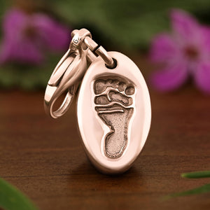 ROSE GOLD CLIP CHARM CARRIER - ROSE GOLD LOBSTER CLASP WITH FOOTPRINT CHARM