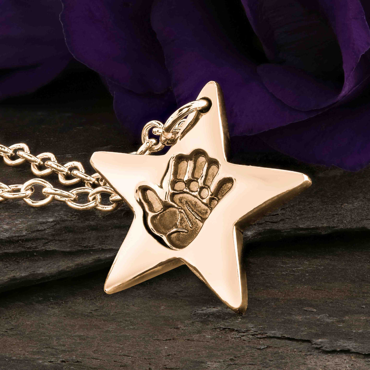 ROSE GOLD TRACE CHAIN WITH FINGERPRINT STAR NECKLACE