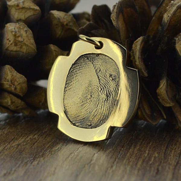 Solid Gold Cross shaped Necklace with real Fingerprint | Personalised Necklace | Sophia Alexander Fingerprint Jewellery | Handmade in Suffolk UK